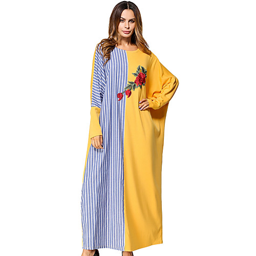 Women's Jalabiya Knee Length Dress Yellow Long Sleeve Embroidered Summer Round Neck Streetwear Batwing Sleeve One-Size
Women's Jalabiya Knee Length Dress Yellow Long Sleeve Embroidered Summer Round Neck Streetwear Batwing Sleeve One-Size