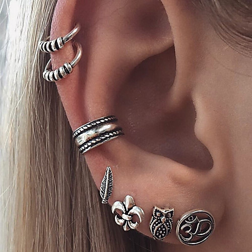 Women's Clip on Earring Mismatch Earrings cuff Owl Flower Star Vintage Bohemian Earrings Jewelry Silver For Birthday Gift Daily Casual Club
Women's Clip on Earring Mismatch Earrings cuff Owl Flower Star Vintage Bohemian Earrings Jewelry Silver For Birthday Gift Daily Casual Club