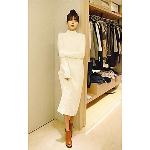 Women's Casual Vintage Solid Colored Pullover Sweater Dress Cotton Long Sleeve Long Sweater Cardigans Turtleneck Fall Winter White Black / Work
Women's Casual Vintage Solid Colored Pullover Sweater Dress Cotton Long Sleeve Long Sweater Cardigans Turtleneck Fall Winter White Black / Work