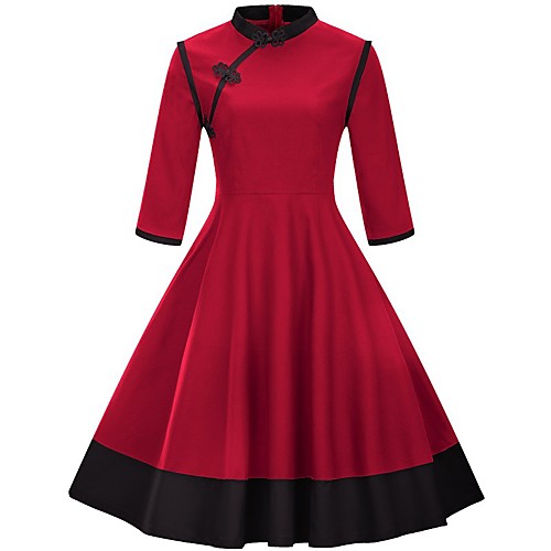 Women's Sheath Dress Knee Length Dress Black Red 3/4 Length Sleeve Red Color Block Fall Spring Turtleneck Cotton S M L XL XXL 3XL 4XL / Plus Size
Women's Sheath Dress Knee Length Dress Black Red 3/4 Length Sleeve Red Color Block Fall Spring Turtleneck Cotton S M L XL XXL 3XL 4XL / Plus Size