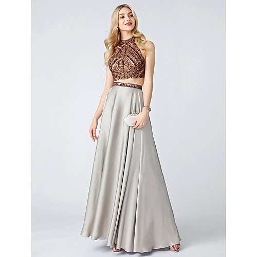 Ball Gown Two Piece Beaded & Sequin Holiday Cocktail Party Prom Dress High Neck Sleeveless Sweep / Brush Train Chiffon with Crystals Beading 2021
Ball Gown Two Piece Beaded & Sequin Holiday Cocktail Party Prom Dress High Neck Sleeveless Sweep / Brush Train Chiffon with Crystals Beading 2021