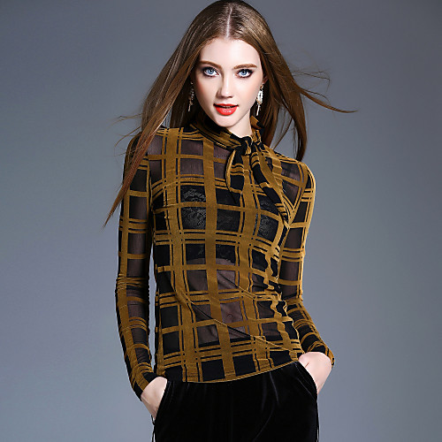 Women's Plaid T-shirt Print Long Sleeve Holiday Tops Vintage Streetwear Sophisticated Turtleneck Yellow / Boho / Going out
Women's Plaid T-shirt Print Long Sleeve Holiday Tops Vintage Streetwear Sophisticated Turtleneck Yellow / Boho / Going out
