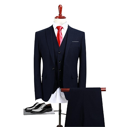 Navy Blue Solid Colored Standard Fit Polyester Suit - Peak / Turndown Single Breasted One-button
Navy Blue Solid Colored Standard Fit Polyester Suit - Peak / Turndown Single Breasted One-button