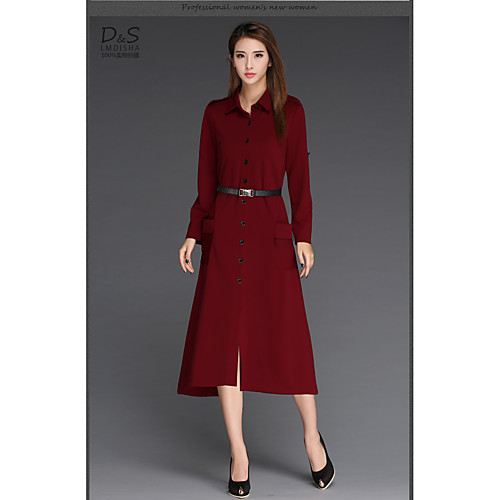 Women's Swing Dress Maxi long Dress Black Wine Navy Blue Long Sleeve Solid Colored Fall Shirt Collar Party S M L XL XXL
Women's Swing Dress Maxi long Dress Black Wine Navy Blue Long Sleeve Solid Colored Fall Shirt Collar Party S M L XL XXL