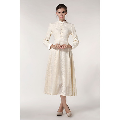 Women's Swing Dress Midi Dress Beige Long Sleeve Solid Colored Fall Stand Collar Party S M L XL
Women's Swing Dress Midi Dress Beige Long Sleeve Solid Colored Fall Stand Collar Party S M L XL