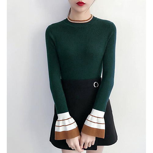 Women's Solid Colored Pullover Cotton Long Sleeve Regular Sweater Cardigans Round Neck Green / Going out / Flare Sleeve
Women's Solid Colored Pullover Cotton Long Sleeve Regular Sweater Cardigans Round Neck Green / Going out / Flare Sleeve