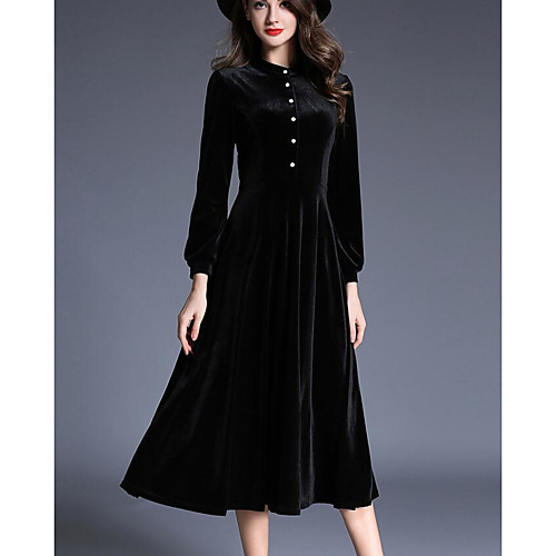 Women's Swing Dress Midi Dress Black Red Long Sleeve Black Solid Colored Spring & Fall Round Neck Velvet S M L XL XXL
Women's Swing Dress Midi Dress Black Red Long Sleeve Black Solid Colored Spring & Fall Round Neck Velvet S M L XL XXL