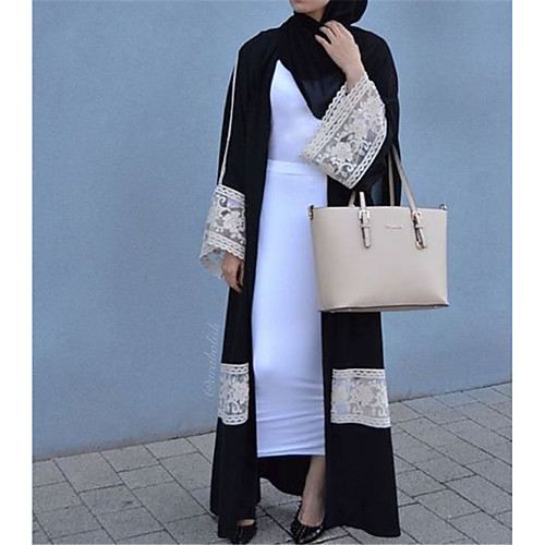Women's Lace Maxi long Dress Black Long Sleeve Color Block Lace Round Neck Party Flare Cuff Sleeve / High Waist
Women's Lace Maxi long Dress Black Long Sleeve Color Block Lace Round Neck Party Flare Cuff Sleeve / High Waist
