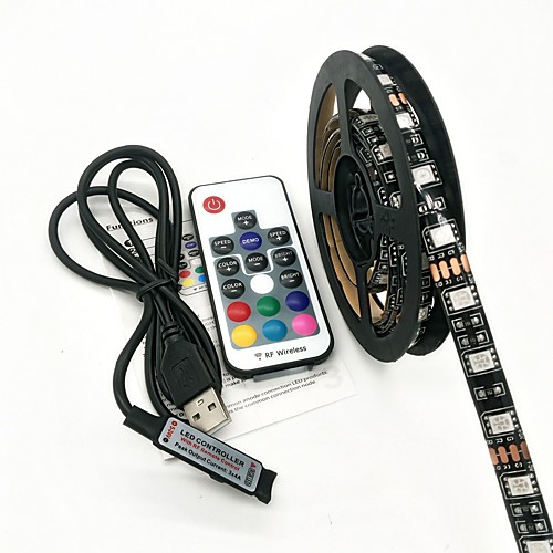 

ZDM 200CM LED Light Strips RGB Tiktok Lights USB 5V Black Waterproof 15W 5050 10mm with 17Key RF Controller DC 5V