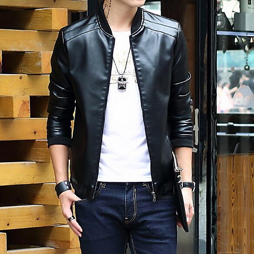 Men's Basic Jackets Solid Colored Streetwear Fall Faux Leather Jacket Regular Long Sleeve PU Coat Tops Black
Men's Basic Jackets Solid Colored Streetwear Fall Faux Leather Jacket Regular Long Sleeve PU Coat Tops Black