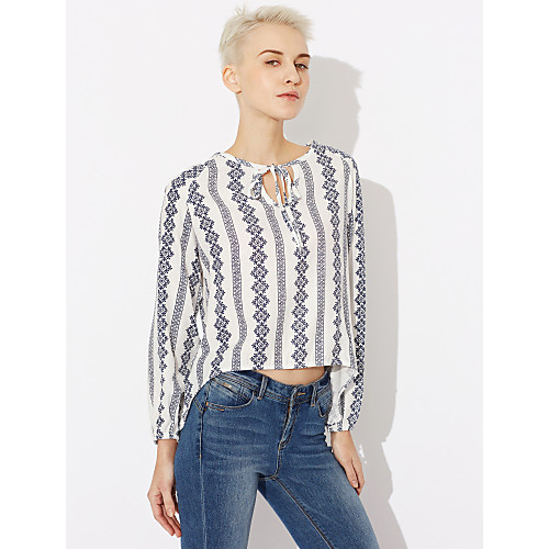 Women's Shirt Striped Long Sleeve Going out Tops White 
Women's Shirt Striped Long Sleeve Going out Tops White