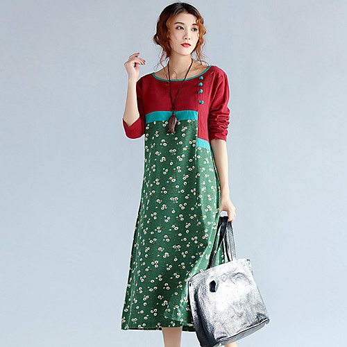 Women's Swing Dress Midi Dress Green Long Sleeve Color Block Fall Spring Round Neck Basic Cotton M L XL
Women's Swing Dress Midi Dress Green Long Sleeve Color Block Fall Spring Round Neck Basic Cotton M L XL