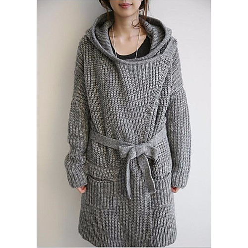 Women's Casual Solid Colored Cardigan Long Sleeve Long Sweater Cardigans Hooded Fall Gray
Women's Casual Solid Colored Cardigan Long Sleeve Long Sweater Cardigans Hooded Fall Gray