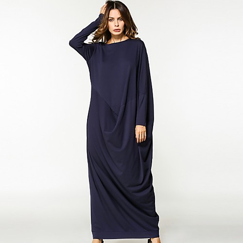 Women's Tunic Maxi long Dress Navy Blue Long Sleeve Solid Colored Fall Spring Round Neck Cotton One-Size
Women's Tunic Maxi long Dress Navy Blue Long Sleeve Solid Colored Fall Spring Round Neck Cotton One-Size