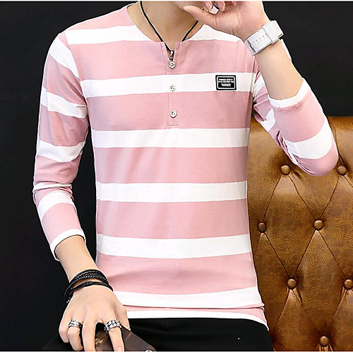 Men's T shirt Striped Long Sleeve Daily Tops Cotton Streetwear Blue Blushing Pink Navy Blue
Men's T shirt Striped Long Sleeve Daily Tops Cotton Streetwear Blue Blushing Pink Navy Blue