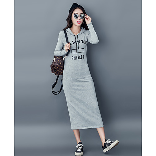 Women's Sheath Dress Midi Dress Black Gray Long Sleeve Letter Fall Spring Hooded Basic Cotton Sporty Look M L XL XXL
Women's Sheath Dress Midi Dress Black Gray Long Sleeve Letter Fall Spring Hooded Basic Cotton Sporty Look M L XL XXL