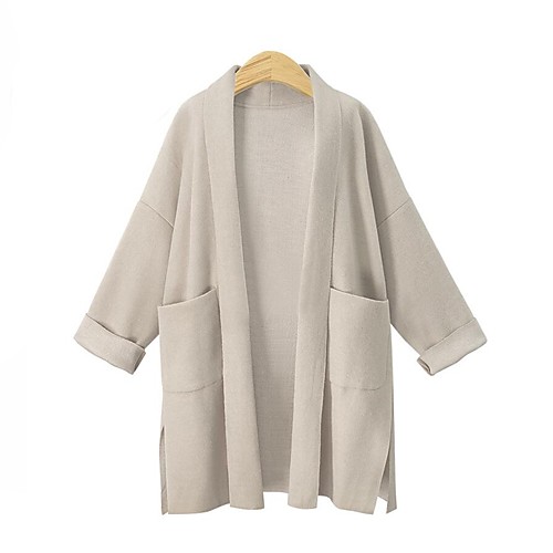 Women's Sophisticated Solid Colored Cardigan Long Sleeve Long Sweater Cardigans V Neck Spring Winter Khaki / Going out
Women's Sophisticated Solid Colored Cardigan Long Sleeve Long Sweater Cardigans V Neck Spring Winter Khaki / Going out
