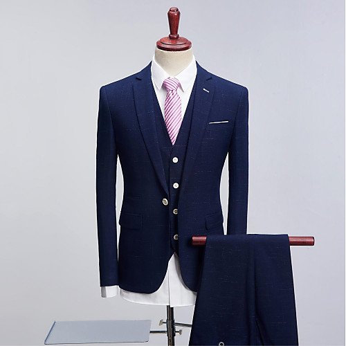 Navy Blue Pattern Standard Fit Polyester Suit - Peak / Turndown Single Breasted One-button
Navy Blue Pattern Standard Fit Polyester Suit - Peak / Turndown Single Breasted One-button