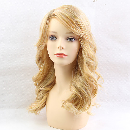 

Human Hair Blend Wig Long Body Wave With Bangs Body Wave Side Part With Bangs Machine Made Women's Natural Black #1B Medium Auburn#30 Beige Blonde / Bleached Blonde 22 inch