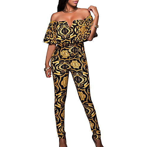 Women's Daily Going out Boat Neck Off Shoulder Black Yellow Skinny Jumpsuit Floral Color Block
Women's Daily Going out Boat Neck Off Shoulder Black Yellow Skinny Jumpsuit Floral Color Block