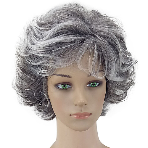 

Synthetic Wig Curly Curly Layered Haircut Wig Short Grey Synthetic Hair Women's Gray hairjoy