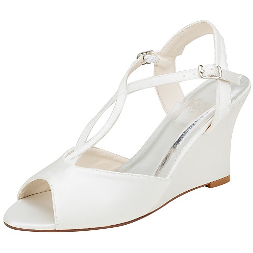 Women's Wedding Shoes Wedge Heel Open Toe Basic Pump Dress Party & Evening Stretch Satin Buckle Sequin Summer Ivory
Women's Wedding Shoes Wedge Heel Open Toe Basic Pump Dress Party & Evening Stretch Satin Buckle Sequin Summer Ivory