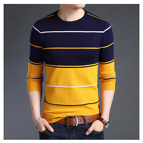 Men's Basic Print Striped Pullover Long Sleeve Regular Sweater Cardigans Round Neck Fall Winter White Blue Camel
Men's Basic Print Striped Pullover Long Sleeve Regular Sweater Cardigans Round Neck Fall Winter White Blue Camel