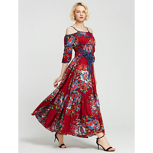 Women's Swing Dress Maxi long Dress Red Short Sleeve Red Floral Print Summer Asymmetrical Chinoiserie Boho Cotton S M L
Women's Swing Dress Maxi long Dress Red Short Sleeve Red Floral Print Summer Asymmetrical Chinoiserie Boho Cotton S M L