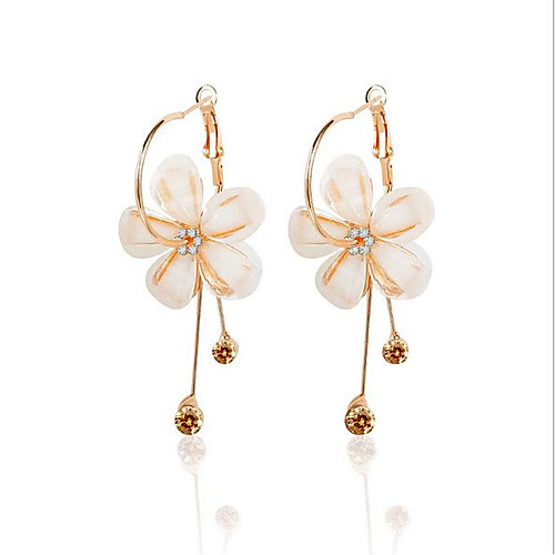 

Women's Cubic Zirconia Drop Earrings Floral / Botanicals Flower Statement Ladies Zircon Earrings Jewelry Gold For Daily Evening Party