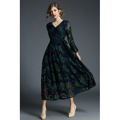 Women's Lace Maxi long Dress Blue Long Sleeve Jacquard Lace Fall V Neck Streetwear Boho Going out Lace S M L XL XXL
Women's Lace Maxi long Dress Blue Long Sleeve Jacquard Lace Fall V Neck Streetwear Boho Going out Lace S M L XL XXL