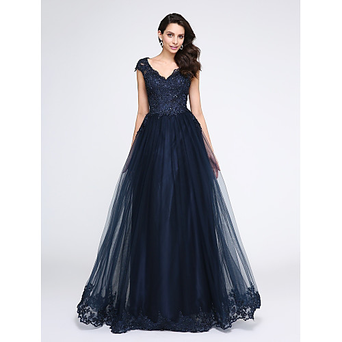 A-Line Elegant Prom Formal Evening Dress V Neck Sleeveless Floor Length Tulle Beaded Lace Lace Bodice with Appliques 2021
A-Line Elegant Prom Formal Evening Dress V Neck Sleeveless Floor Length Tulle Beaded Lace Lace Bodice with Appliques 2021