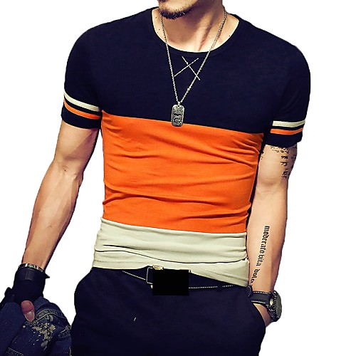 Men's T shirt Color Block Patchwork Short Sleeve Daily Tops Cotton Yellow Orange
Men's T shirt Color Block Patchwork Short Sleeve Daily Tops Cotton Yellow Orange