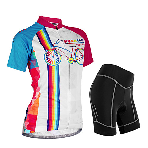 Nuckily Women's Short Sleeve Cycling Jersey with Shorts Camouflage Rainbow Bike Shorts Jersey Clothing Suit Waterproof Breathable 3D Pad Reflective Strips Sweat-wicking Sports Polyester Spandex
Nuckily Women's Short Sleeve Cycling Jersey with Shorts Camouflage Rainbow Bike Shorts Jersey Clothing Suit Waterproof Breathable 3D Pad Reflective Strips Sweat-wicking Sports Polyester Spandex
