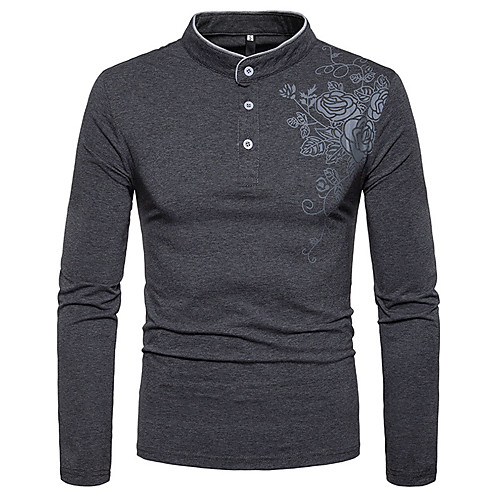 Men's T shirt Floral Print Long Sleeve Daily Slim Tops Cotton Chinoiserie Stand Collar White Black Light gray / Spring / Fall
Men's T shirt Floral Print Long Sleeve Daily Slim Tops Cotton Chinoiserie Stand Collar White Black Light gray / Spring / Fall