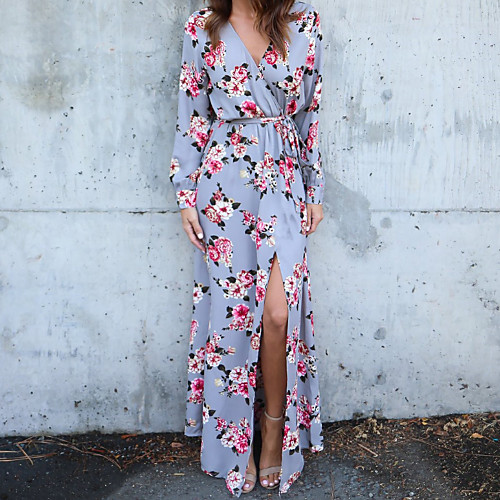 Women's Sheath Dress Maxi long Dress Black Blue Gray Long Sleeve Geometric Floral Style Fall Spring V Neck Floral S M L XL
Women's Sheath Dress Maxi long Dress Black Blue Gray Long Sleeve Geometric Floral Style Fall Spring V Neck Floral S M L XL