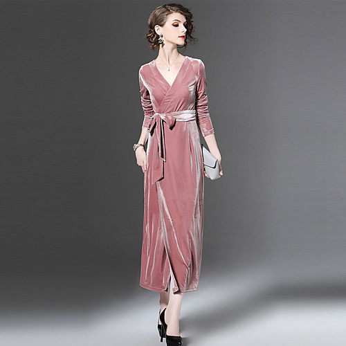 Women's Loose Midi Dress Blushing Pink Long Sleeve Dusty Rose Solid Colored Fall V Neck Simple Velvet S M L XL
Women's Loose Midi Dress Blushing Pink Long Sleeve Dusty Rose Solid Colored Fall V Neck Simple Velvet S M L XL