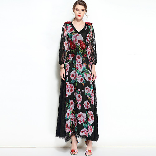 Women's Swing Dress Maxi long Dress Black Long Sleeve Floral Spring Summer V Neck Boho Party Cotton S M L XL
Women's Swing Dress Maxi long Dress Black Long Sleeve Floral Spring Summer V Neck Boho Party Cotton S M L XL