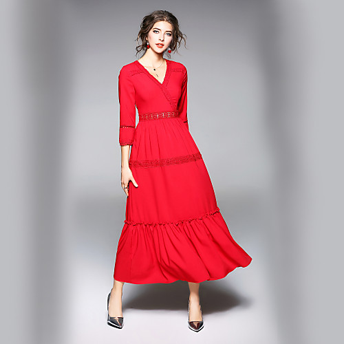 Women's A Line Dress Maxi long Dress White Red Long Sleeve Solid Colored Fall V Neck Streetwear Going out Work S M L XL XXL
Women's A Line Dress Maxi long Dress White Red Long Sleeve Solid Colored Fall V Neck Streetwear Going out Work S M L XL XXL