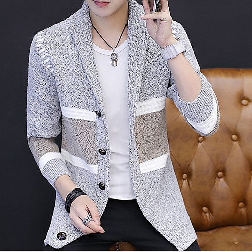 Men's Striped Cardigan Long Sleeve Slim Regular Sweater Cardigans Shawl Lapel Spring & Fall Blue Gray / Club
Men's Striped Cardigan Long Sleeve Slim Regular Sweater Cardigans Shawl Lapel Spring & Fall Blue Gray / Club