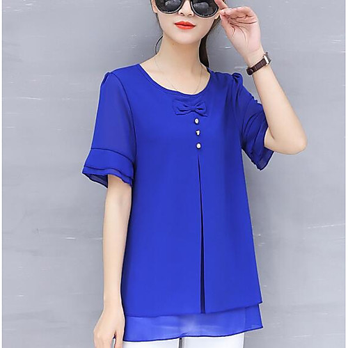 Women's Blouse Solid Colored Beaded Short Sleeve Daily Tops Streetwear Red Yellow Blushing Pink
Women's Blouse Solid Colored Beaded Short Sleeve Daily Tops Streetwear Red Yellow Blushing Pink