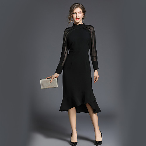 Women's A Line Dress Maxi long Dress Black Long Sleeve Solid Colored Fall Turtleneck Streetwear Work Slim S M L XL / Sexy
Women's A Line Dress Maxi long Dress Black Long Sleeve Solid Colored Fall Turtleneck Streetwear Work Slim S M L XL / Sexy
