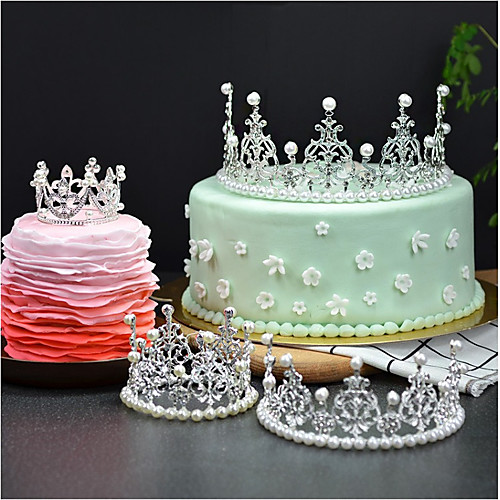 

Cake Topper Fairytale Theme Romance Birthday Princess Cute Style Alloy Wedding Birthday with Rhinestone 1 OPP