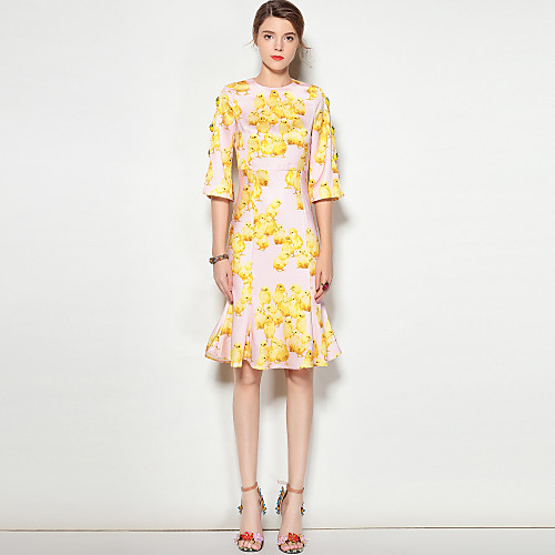 Women's Trumpet / Mermaid Dress Knee Length Dress Yellow Half Sleeve Animal Print Spring Summer Round Neck Streetwear Boho Party Going out S M L XL
Women's Trumpet / Mermaid Dress Knee Length Dress Yellow Half Sleeve Animal Print Spring Summer Round Neck Streetwear Boho Party Going out S M L XL