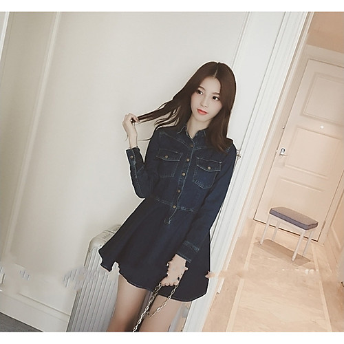Women's A Line Dress Short Mini Dress Blue Long Sleeve Solid Colored Fall Spring Shirt Collar Streetwear Cotton S M L
Women's A Line Dress Short Mini Dress Blue Long Sleeve Solid Colored Fall Spring Shirt Collar Streetwear Cotton S M L