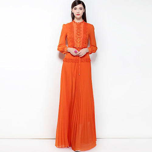 Women's Swing Dress Maxi long Dress Black Orange Long Sleeve Solid Color Spring Summer Stand Collar Basic Boho Party Lace S M L XL XXL
Women's Swing Dress Maxi long Dress Black Orange Long Sleeve Solid Color Spring Summer Stand Collar Basic Boho Party Lace S M L XL XXL