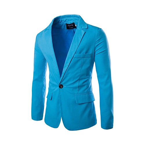 

Men's Solid Colored Basic Spring Notch lapel collar Blazer Short Work Long Sleeve Polyester Coat Tops White