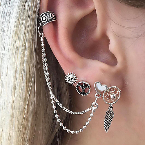 Men's Women's Stud Earrings Ear Cuff Leaf Sun Heart Fashion Earrings Jewelry Silver For Gift Daily 4pcs
Men's Women's Stud Earrings Ear Cuff Leaf Sun Heart Fashion Earrings Jewelry Silver For Gift Daily 4pcs