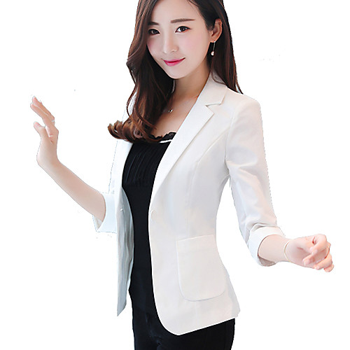 Women's Solid Colored Work Spring & Fall Jacket Short Office & Career 3/4 Length Sleeve Polyester Coat Tops White
Women's Solid Colored Work Spring & Fall Jacket Short Office & Career 3/4 Length Sleeve Polyester Coat Tops White