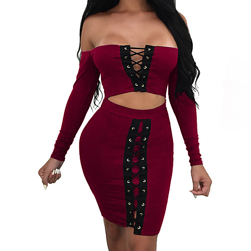 Women's Bodycon Short Mini Dress Black Wine Royal Blue Long Sleeve Solid Color Fall Spring Strapless Off Shoulder Basic Lace up S M L XL
Women's Bodycon Short Mini Dress Black Wine Royal Blue Long Sleeve Solid Color Fall Spring Strapless Off Shoulder Basic Lace up S M L XL