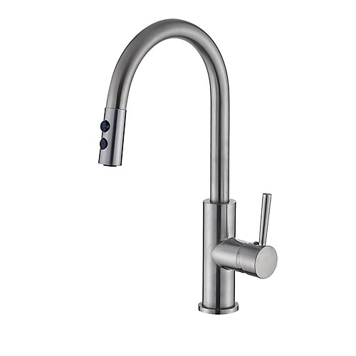 

Kitchen faucet - Single Handle One Hole Nickel Brushed Pull-out / ­Pull-down / Tall / ­High Arc Centerset Contemporary Kitchen Taps / Brass / CUPC / UPC